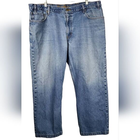 Eddie Bauer Men's 42x27 Classic Basic Heavy Weight Denim Blue Jeans Y2k - Picture 1 of 10